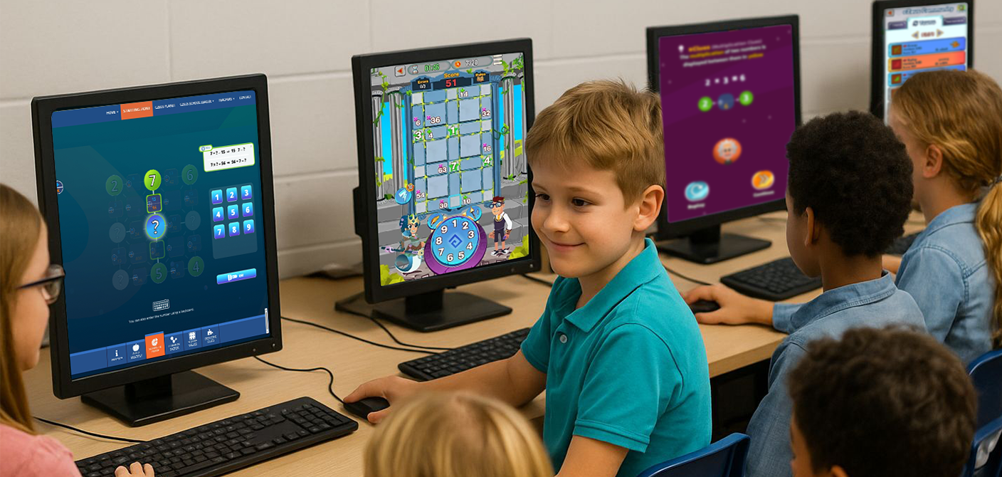Child learning on a computer